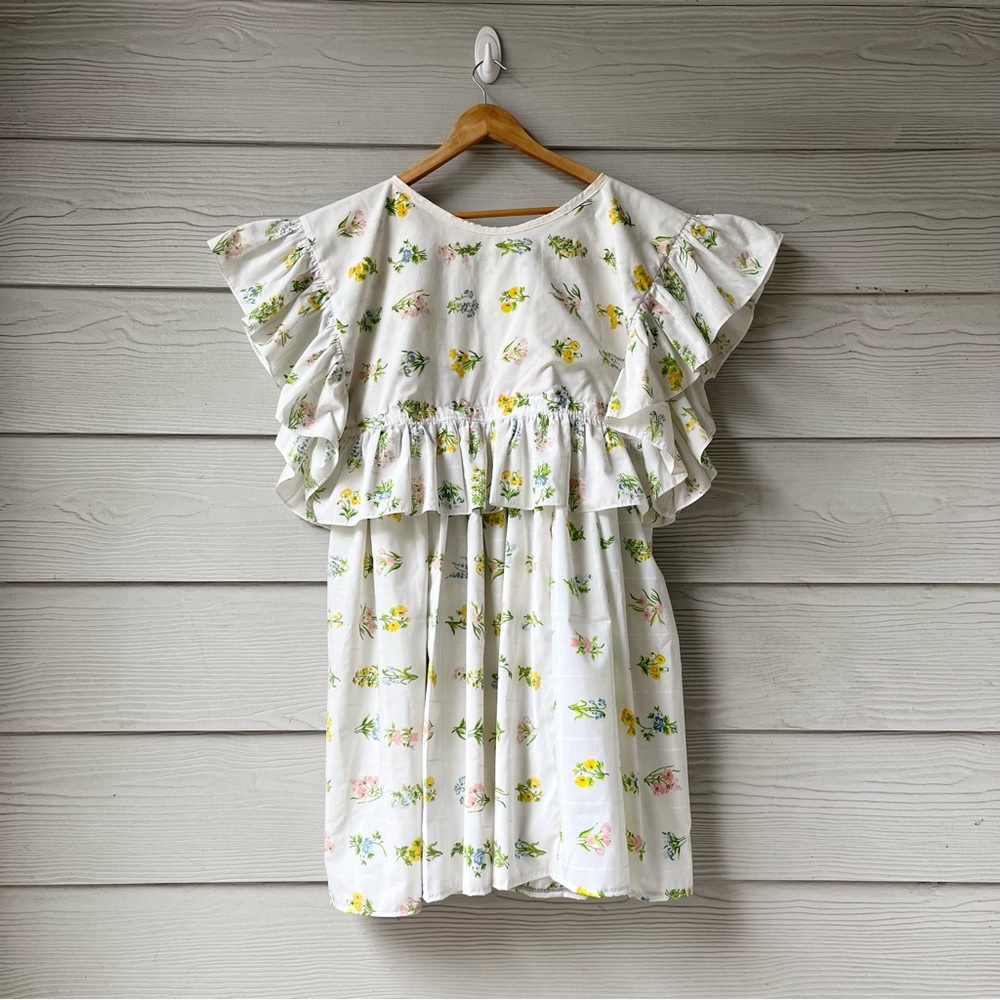 Handmade Vintage Utica Botanical Floral Ruffled Dress SKU 02211 - Picture 3 of 16